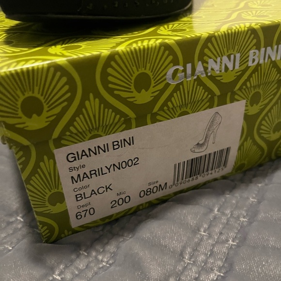 Black Gemstone Bedazzled Peeptoe Heels - Picture 6 of 10